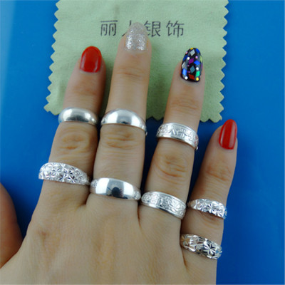包邮99纯银对戒满天星戒指情侣