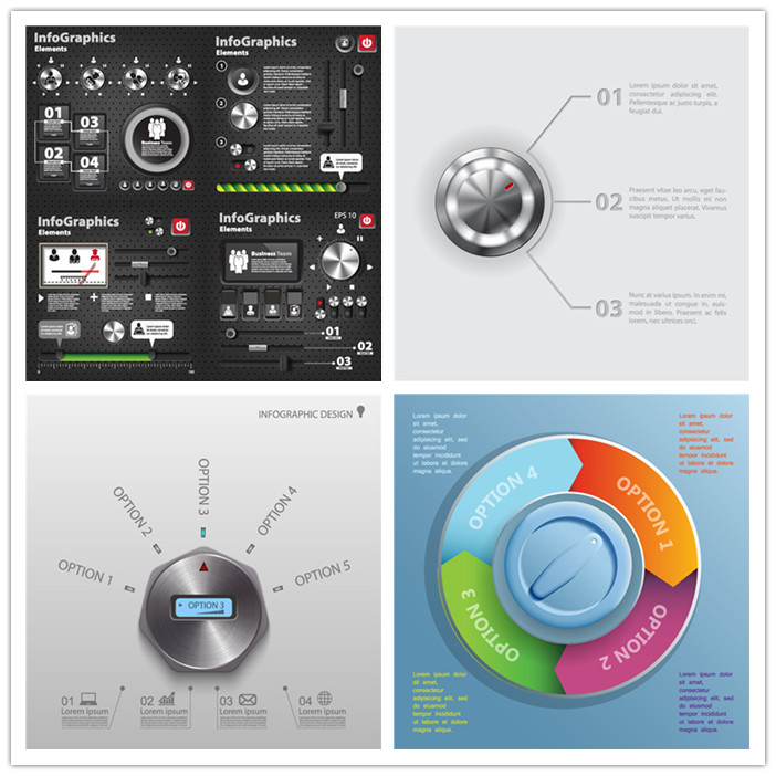 A2426矢量扁平化信息图按钮风格UI界面图案 AI设计素材
