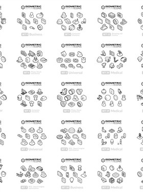 矢量设计素材 轴测图Isometric风格icons图标模板商务社交EPS格式