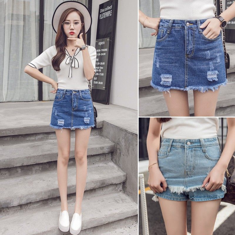 Spring and summer new pattern tassels hole cowboy Short skirt Paige Emptied Half-length culottes Package hip skirtin the Women's clothing/Boutique , Skirts  category - from Buy2taobao.com to provide professional Taobao agent buy service