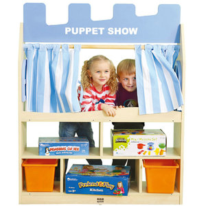 维也纳布偶台幼儿园儿童5格8格10格20格三层收纳手偶台玩具书柜