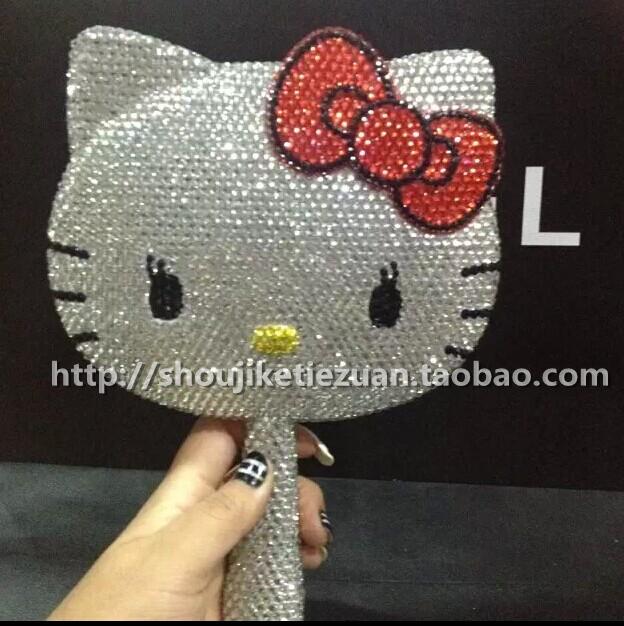 diy卡通猫生日礼物手拿镜化妆镜