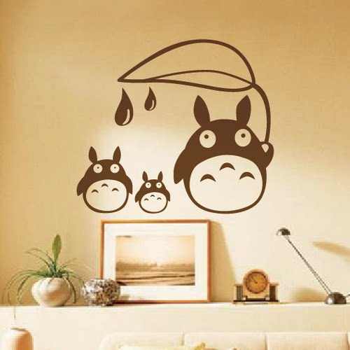 卡通动漫儿童卧室寝室墙壁贴纸开关马桶冰箱瓷砖墙壁贴画龙猫躲雨
