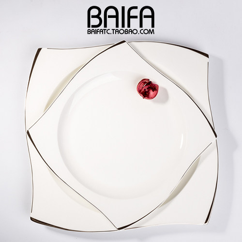 Creative square European bone china tableware set steak plate
