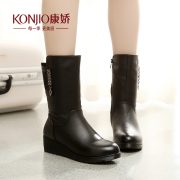 Kang Jiao 2015 winter boots women short boots shoes autumn new products simple round casual smocks, flat bottom increased