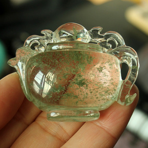 千蕊 绿幽灵茶壶手把件 满天星绿幽灵把玩腰挂 手工精雕 把把胡