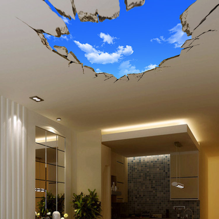 3d立体天空房顶墙贴纸寝室宿舍屋顶卧室墙上吊房间天花板装饰贴画