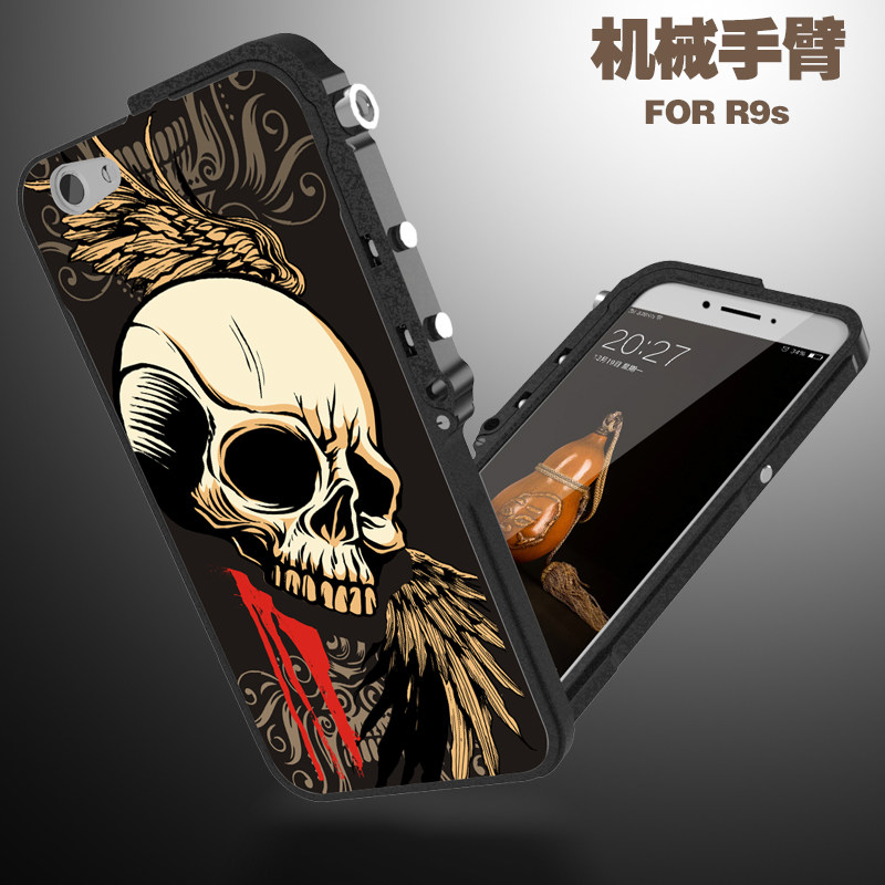 KANENG Mechanical Arm Trigger Aluminum Bumper Metal Frame Case Cover for OPPO R9s