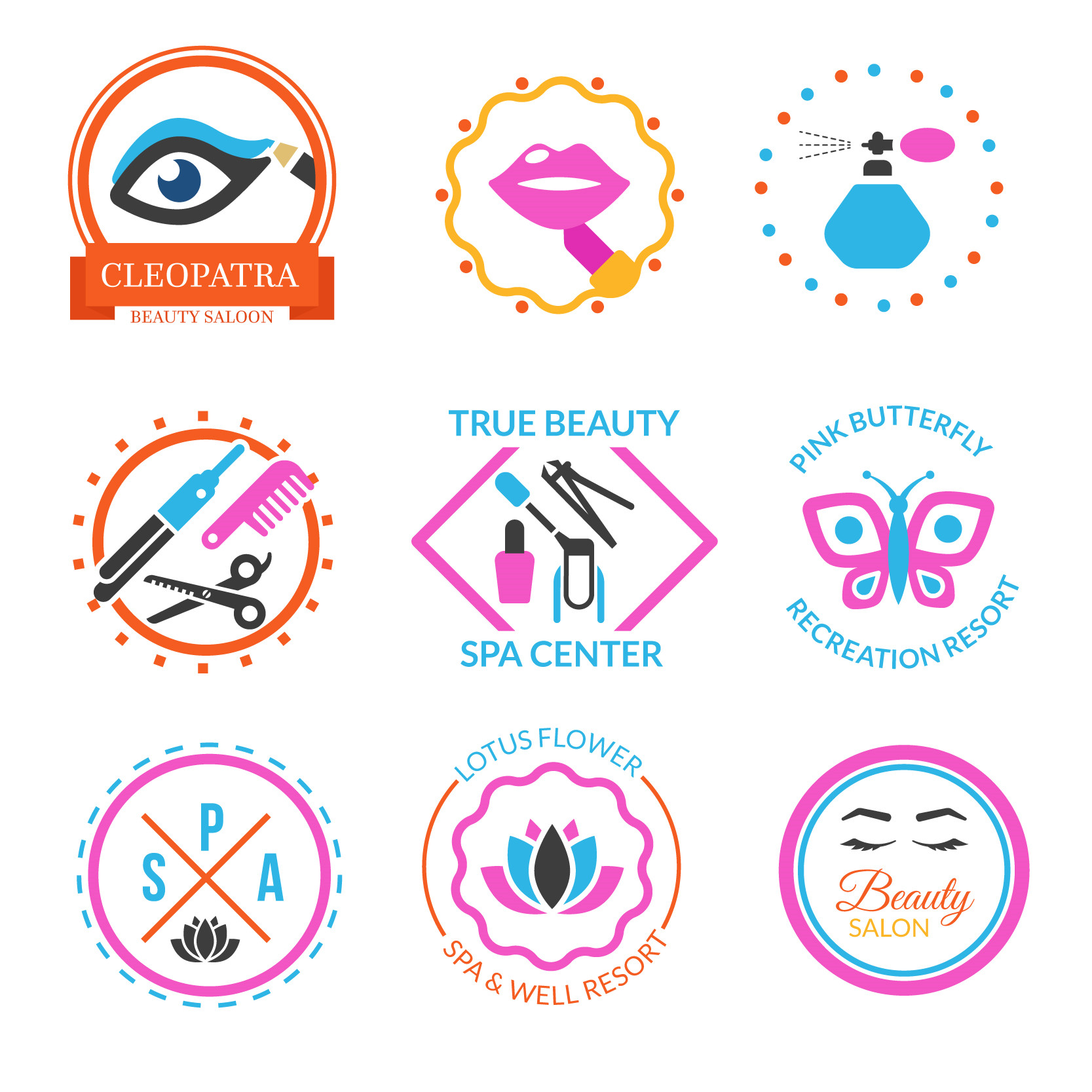 矢量高清化妆美容美发SPA喷壶标签贴纸图标 EPS设计素材 自动发货