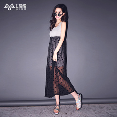 Seven rattles OTHERMIX2015 new wave printing mosaic see-through sundress-sleeveless dress