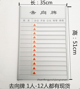 。12人去向牌铝合金型材去向牌岗位牌单位人员动态表科室牌35*51
