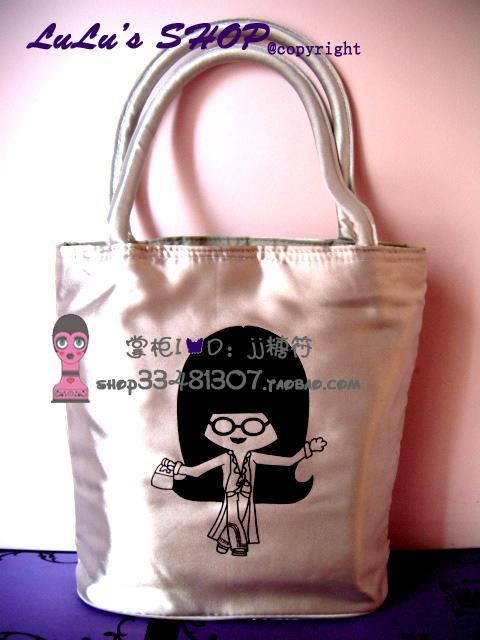 Anna Sui安娜苏限量绝版银色摇滚魔女娃娃猫女手提包化妆包背包