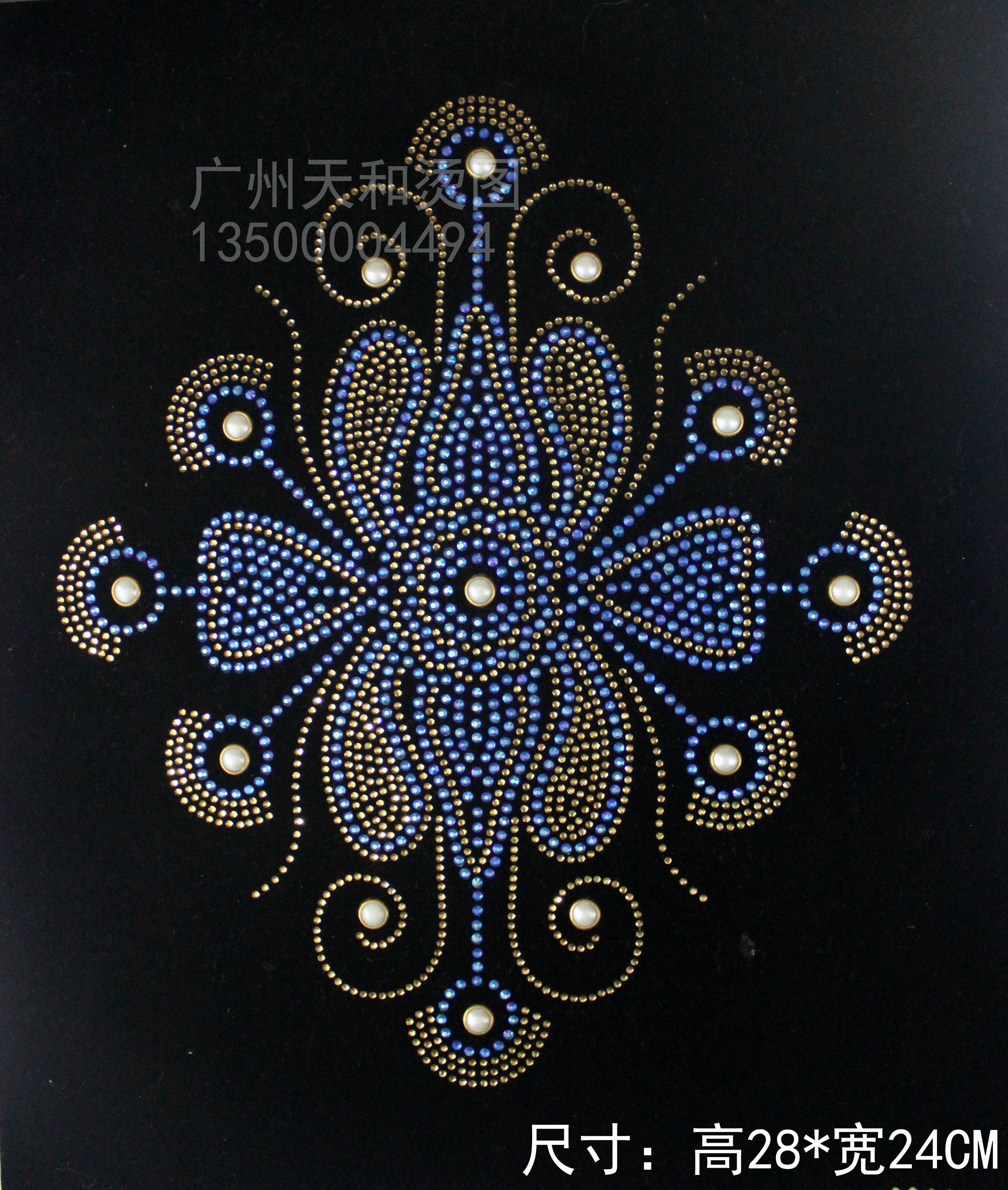 珍珠花形烫图头巾抱枕衣服烫钻图案贴成品图 服装辅料diy饰品定制