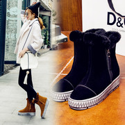 2015 new wool in winter snow boots Jurchen leather flat boots high platform boots warm cotton boots