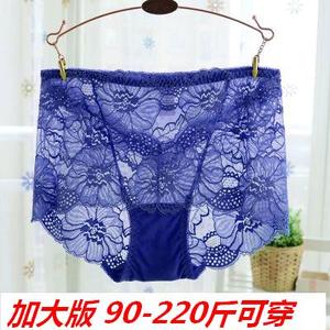 高腰加大码内裤女胖mm230斤加肥加大性感蕾丝中腰透气女士三角裤