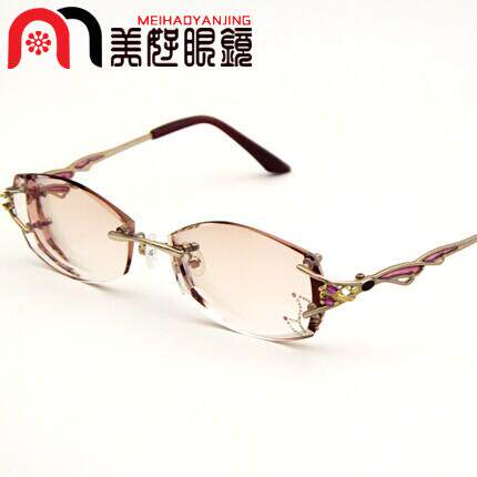 支持验货 韩国正品YEIN魅影8214无框切边镶钻工艺眼镜 钻石雕花女