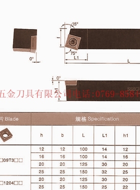 五金车床数控车刀杆/螺钉式外圆车刀/主偏角75度 SSBCL2020K12
