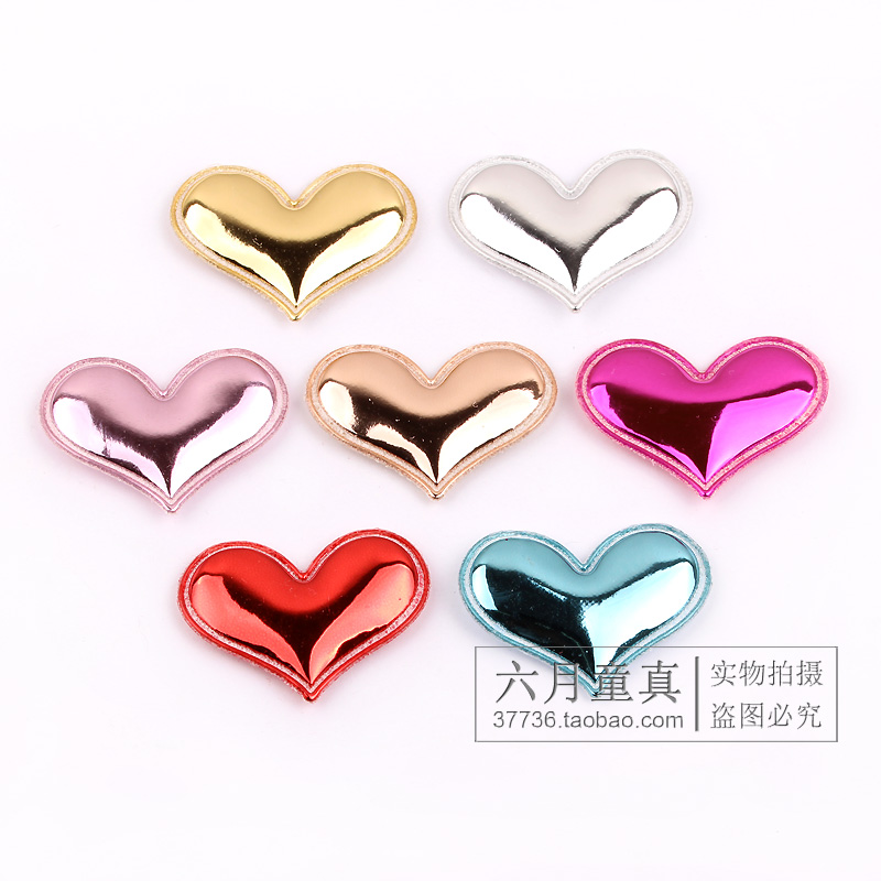 韩国可爱桃心PU亮皮布贴 儿童婴童手工diy爱心发卡发夹发饰头饰品