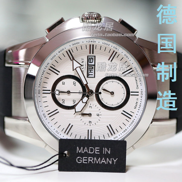 德国制造regent德国进口石英电子运动胶带手表银色百年品牌清仓