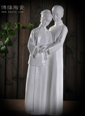 德化白瓷美女新婚人物雕塑送情侣