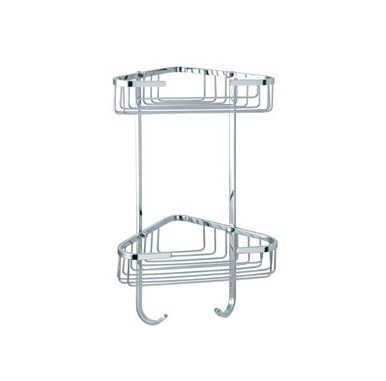 雅之杰304不锈钢三角双层角篮置物篮浴室转角卫生间网篮AW-68112