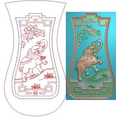 高清精雕图jdp灰度图bmp浮雕图电脑雕刻图精品1大象背板225x417