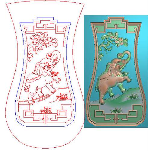 高清精雕图jdp灰度图bmp浮雕图电脑雕刻图精品1大象背板225x417