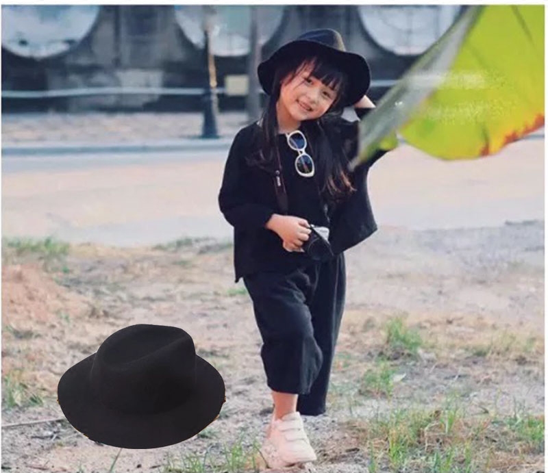 韩版儿童礼帽秋冬羊毛呢帽子男女宝宝毡帽欧美风英伦亲子爵士帽