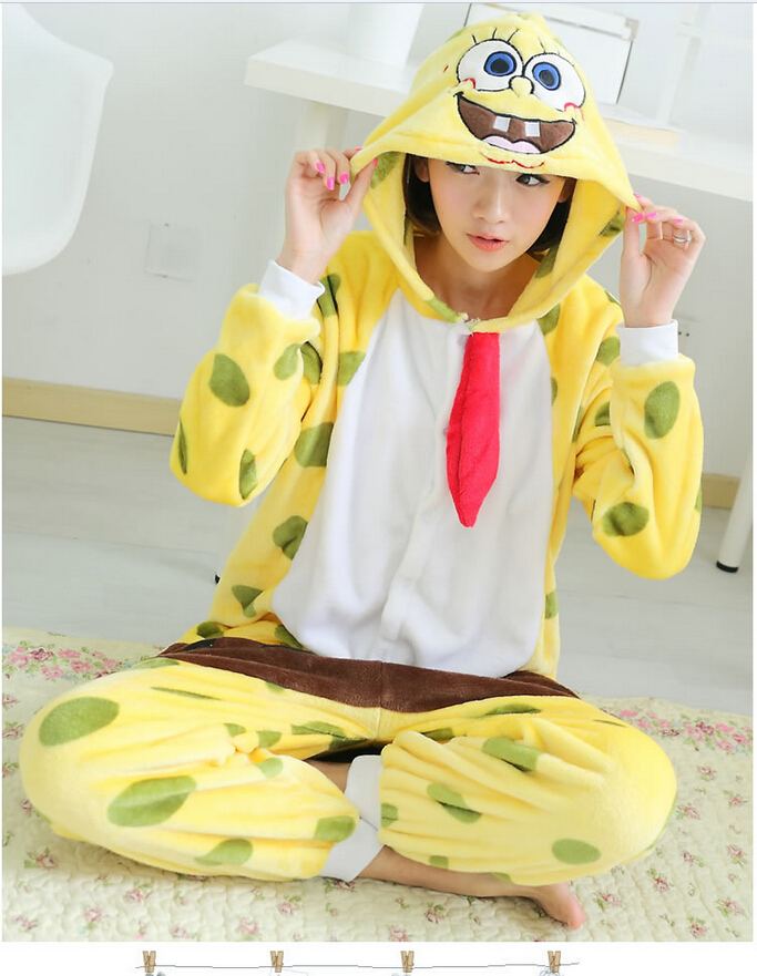卡通动漫法兰绒加厚如厕连体睡衣