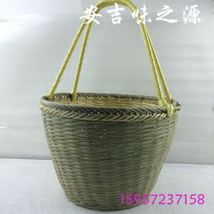 全竹青纯手工竹编篮竹制品小竹篮子手提篮收纳菜篮竹筐水果鸡蛋篮