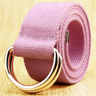 原创港风原宿复古ulzzang网红加长多色双环帆布腰带 皮带潮