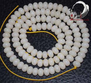 精工天然白玉菩提根算盘珠108颗手串手链散珠 高密顺白佛珠项链