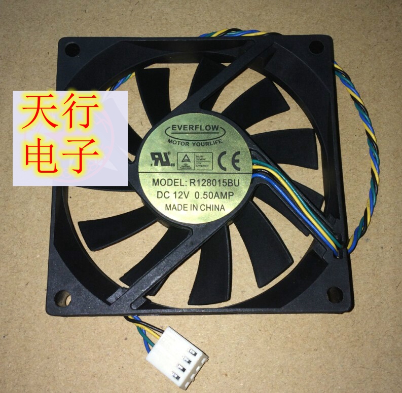 全新正品 EVERFLOW 8CM 12V 0.50A四线 散热风扇 R128015BU