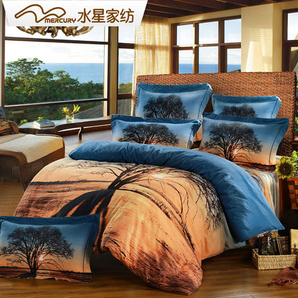 水星家纺 全棉磨毛印花四件套 秋日暖阳 被套床单床上用品AY1646