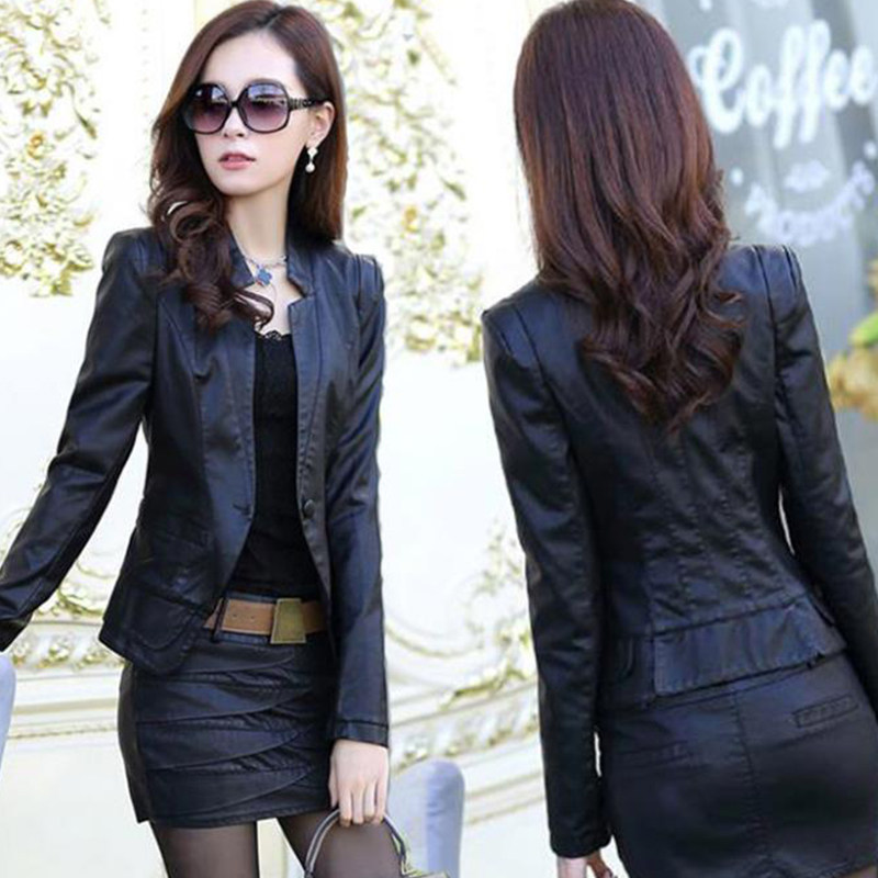 2019 spring and autumn new pattern Women leather suit Package hip Leather skirt Two piece set Large Self cultivation pu leather jacket coatin the Women's clothing/Boutique , Leather clothing  category - from Buy2taobao.com to provide professional Taobao agent buy service