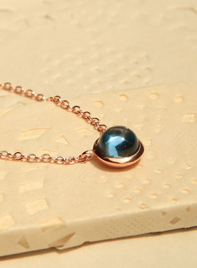 圆形耳钉纯银戒指托帕石吊坠