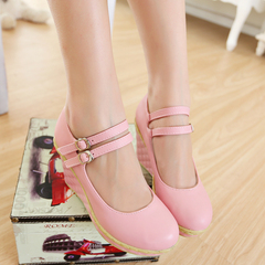 Head light wedges shoes buckle belt low sweet Princess comfort casual student shoes ladies shoes shoes shoes