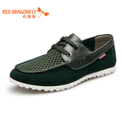 Red Dragonfly tidal shoes genuine leather men's shoes new permeability mesh strap men's shoes and leisure shoes