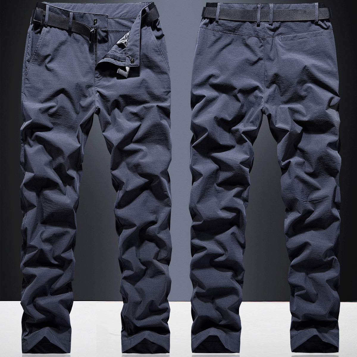 春季冲锋裤男大码登山裤超薄款运动裤冰丝速干裤户外直筒长裤子潮