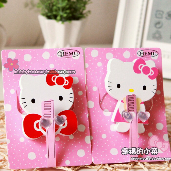 ●满29包邮●HelloKitty凯蒂猫创意卡通木质吸盘牙刷架家居日用品