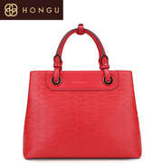 Honggu red Valley 2016 new genuine counters women solid color with embossed leather handbag 7011