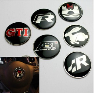 GTI 方向盘标 狼堡恶兔R ABT CC高尔夫迈腾水晶面 宝来R 大众改装