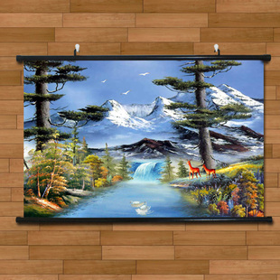 饰画挂轴画 冰山水油画艺术风景画大巨幅画客厅玄关沙发背景如意装