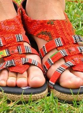 新款包邮泰国特色绣花凉鞋休闲女式苗绣后三道喜真5#=38014#=37