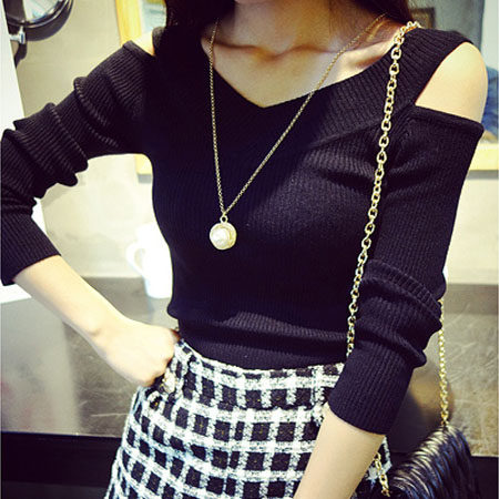 2016 Korean Edition Autumn Self cultivation Long sleeve V-neck strapless Solid color sweater have cash less than that is registered in the accounts Show thin Thin section Bottoming sweaterin the Women's clothing/Boutique , Sweaters  category - from Buy2taobao.com to provide professional Taobao agent buy service