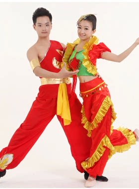 中国红武术服装表演服饰男女款儿童款练功演出服杂技装民族打鼓服