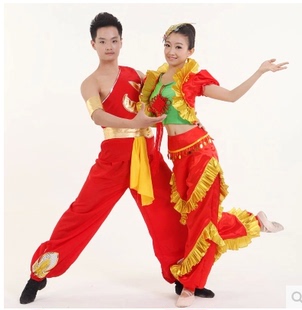 中国红武术服装表演服饰男女款儿童款练功演出服杂技装民族打鼓服