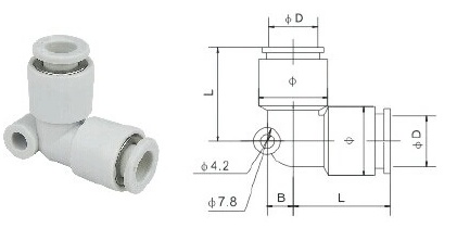 SMC型等径变径快速弯接头KB2L/KQ2L04-00/-06-08-10-12-16-00