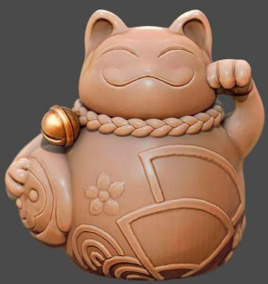 新款招财猫摆件3d打印立体图stl圆雕图浮雕图精雕图雕刻图石雕图 - 实物图