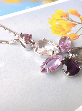 花朵镀18k白金项链饰品吊坠包邮